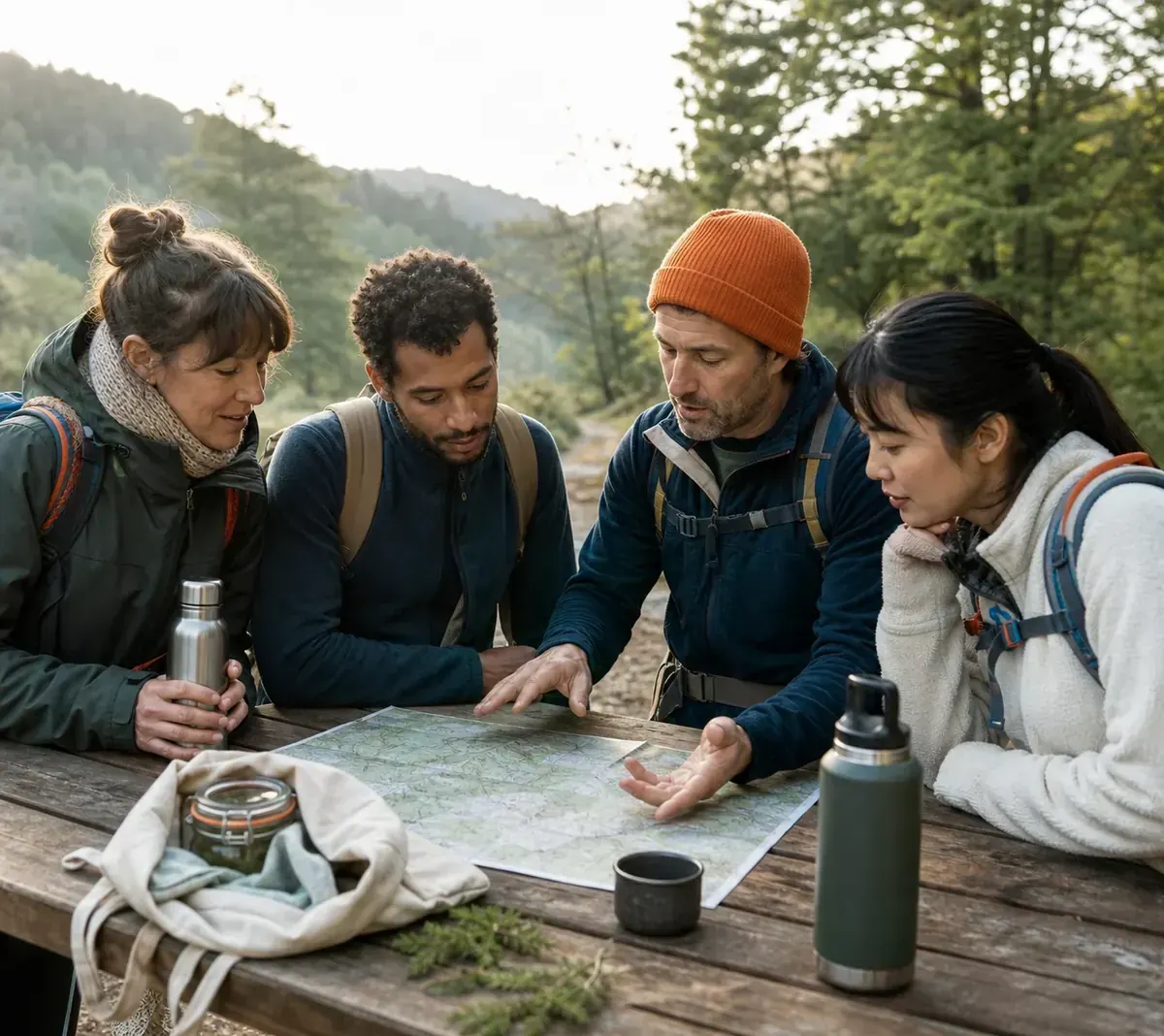Un professionnel et des membres France Rando Trek construisent un projet autour d’une carte